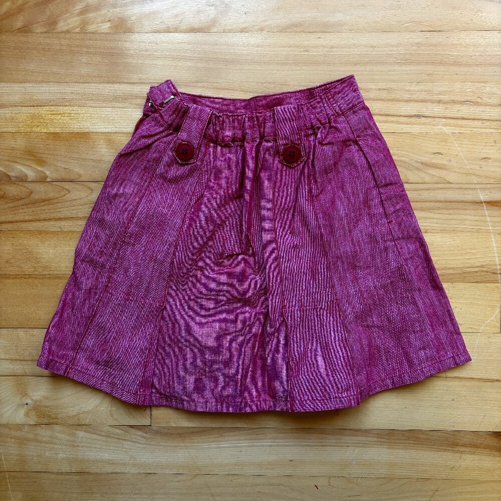 BEBE Girls Red Pleated Skirt - 100% Cotton, Size 7/8